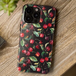 Cherry Aesthetic Phone Case for iPhone 15 14 13 12 11 Pro Max, Trendy Cherry Phone Cover, Cute Girly Tough Protective iPhone Cover