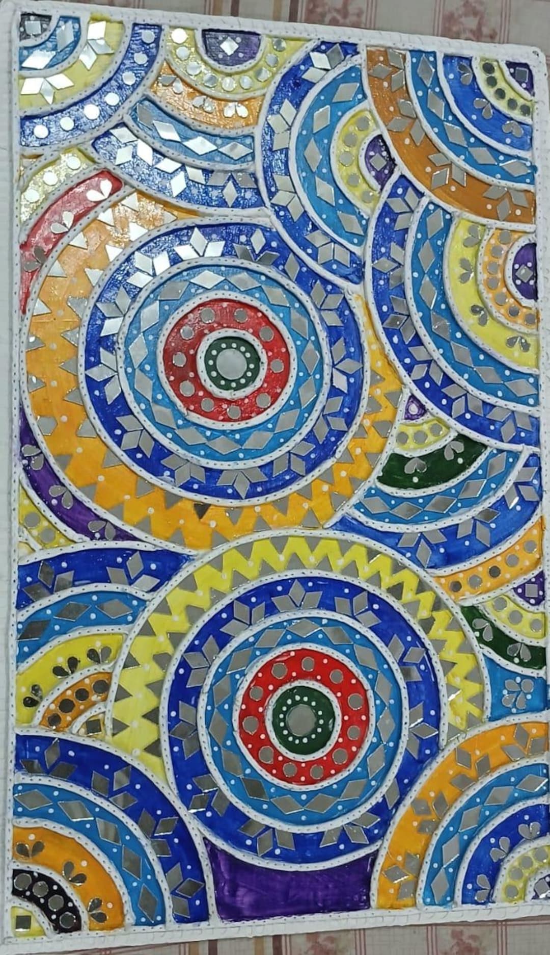 Rainbow Lippan Art Wall Decor Handmade Artwork Wall Art Mandala Wall