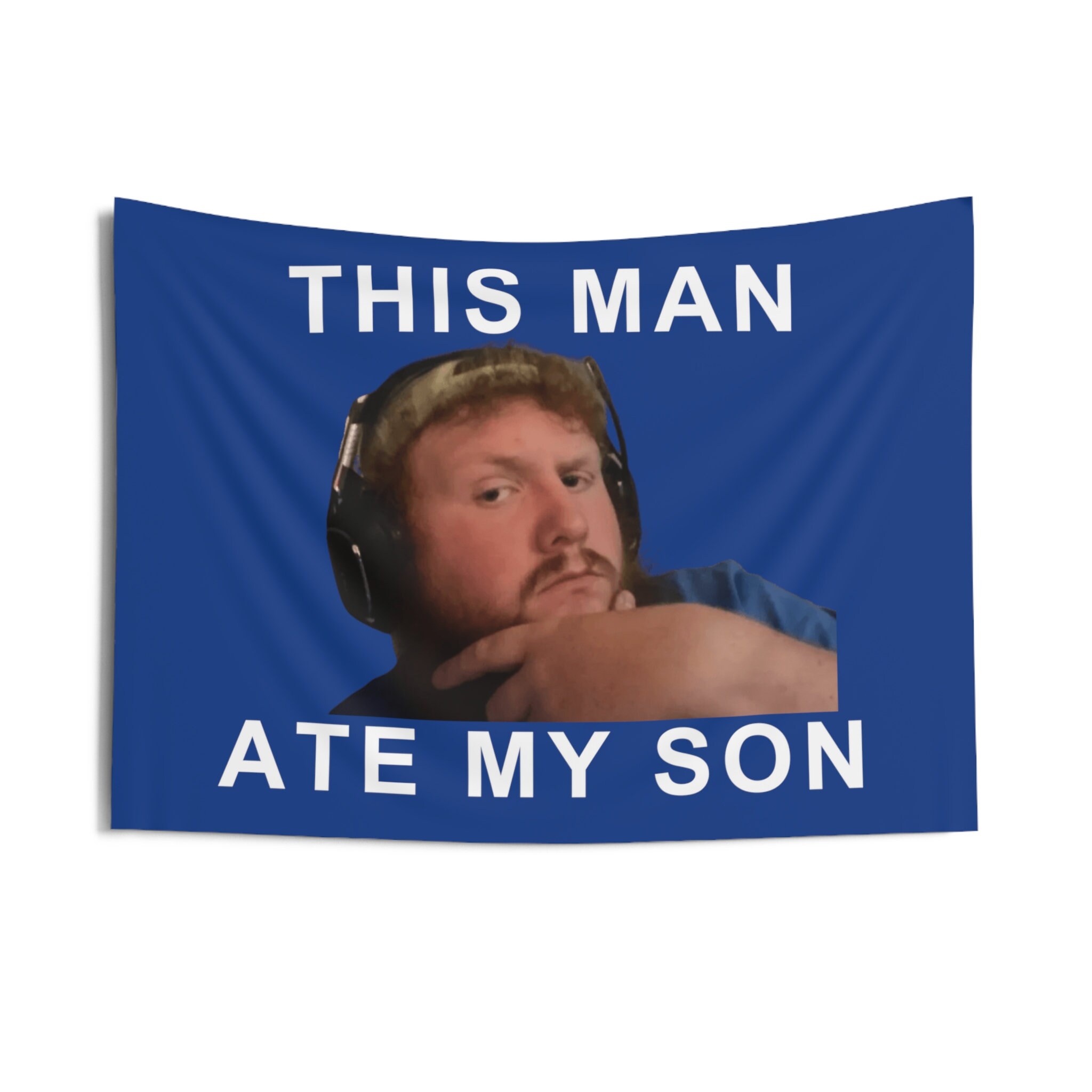 Caseoh This Man Ate My Son Funny Meme Wall Tapestries, Gaming Room Decor, Cool Gift for Friends