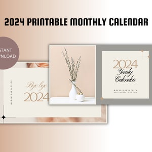 12 pages of monthly 2024 Calendar, Sunday Calendar Start, Wall Calendar 2024, 2024 Calendar Print, Printable PDF Calendar, Instant Download