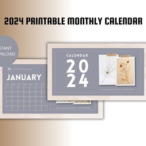 12 pages of monthly 2024 Calendar, Sunday Calendar Start, Wall Calendar 2024, 2024 Calendar Print, Printable PDF Calendar, Instant Download