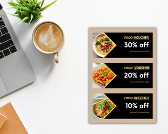Editable Gift Voucher,Coupon Code, Restaurant Loyalty Programs, Editable Template, Customer retention, Food discounts, Instant Download