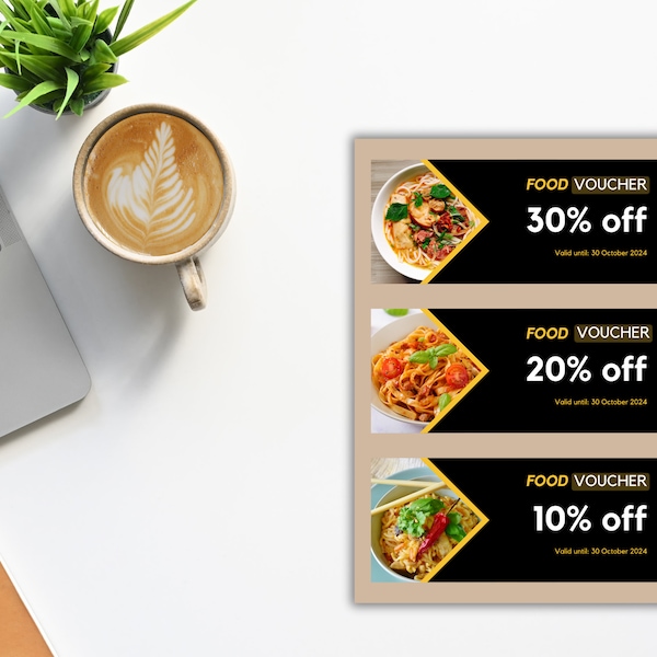 Editable Gift Voucher,Coupon Code, Restaurant Loyalty Programs, Editable Template, Customer retention, Food discounts, Instant Download