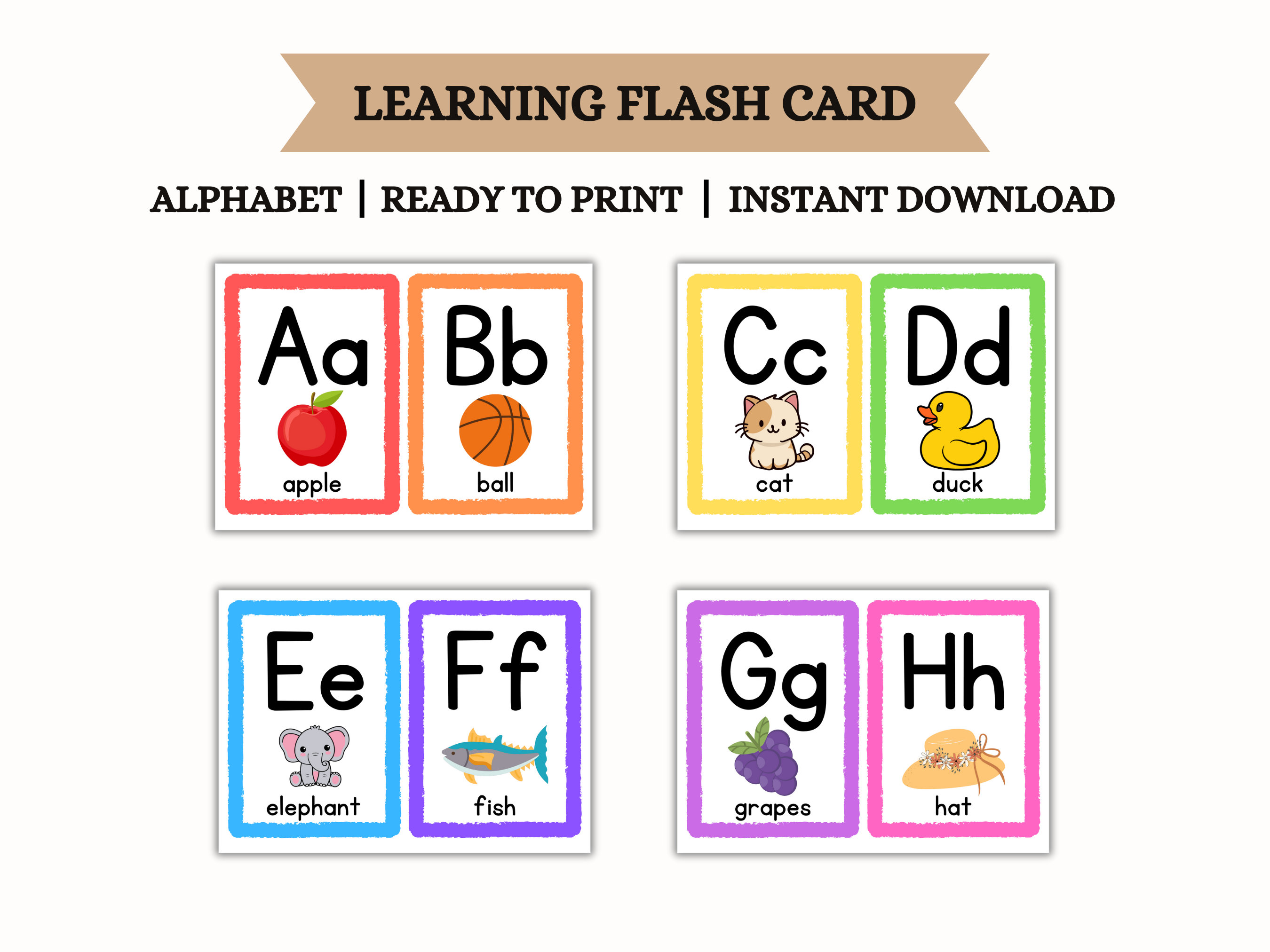 Printable Alphabet Flash Card 26 Abcs Flashcard Kids Educational Card Printable Alphabet Flash Card 26 Abcs Flashcard Kids Educational Card