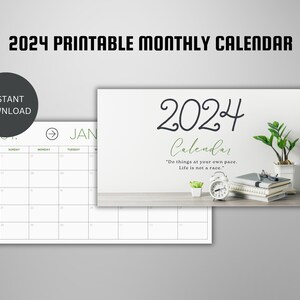12 pages of monthly 2024 Calendar, Sunday Calendar Start, Wall Calendar 2024, 2024 Calendar Print, Printable PDF Calendar, Instant Download