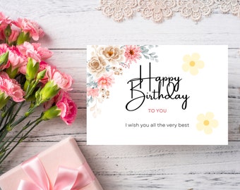 Printable Happy Birthday Greetings card, Card of Appreciation, Gratitude Print at Home Card, Printable PDF File, Instant Download