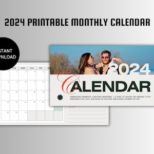 12 pages of monthly 2024 Calendar, Sunday Calendar Start, Wall Calendar 2024, 2024 Calendar Print, Printable PDF Calendar, Instant Download