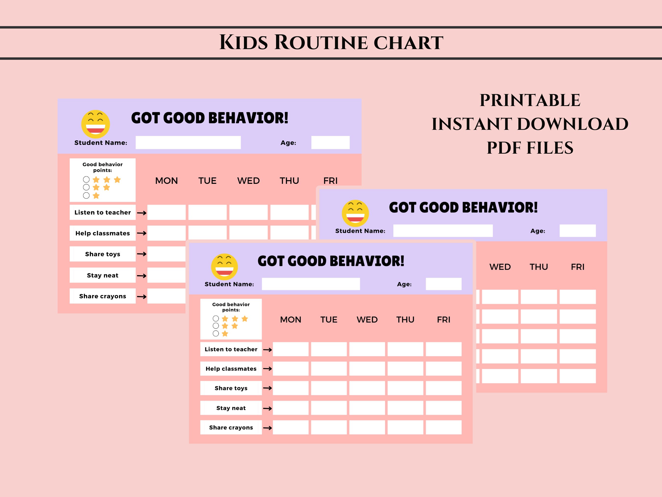 Daily Routine Chart for Kids, Toddler Routine Chart, Home School ...