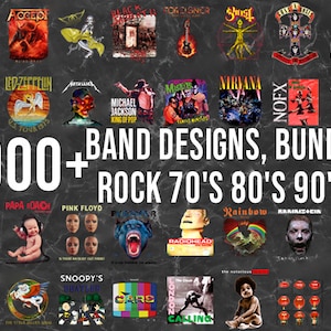 Over 900 Rock Band T-shirt Designs, Rock T-shirts, Premium class Rock design pack, Heavy Metal Band, streetwear design, DTF, DTG