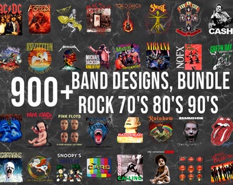 Plus de 900 modèles de t-shirts Rock Band, T-shirts Rock, pack de design Rock de classe Premium, Heavy Metal Band, design streetwear, DTF, DTG