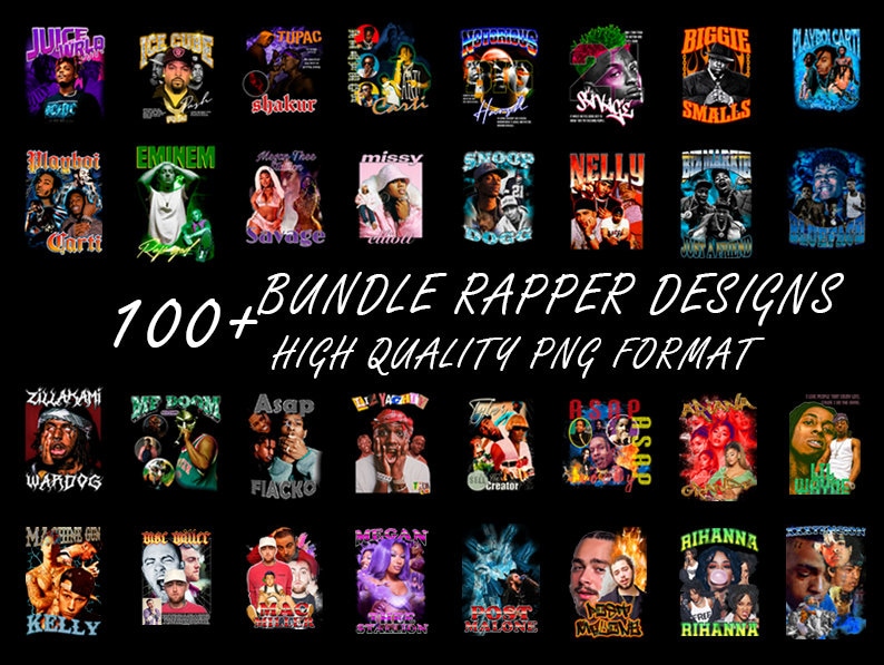 200 Tshirt Designs Bundle, Hip Hop Design Bundle, Rock Design Bundle