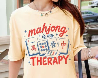 Mahjong Is My Therapy Shirt Funny Mahjong Shirt Cute Mahjong Lover Gift Mahjong Player Gift Game Night Shirt Mahjong Tournament Tshirt