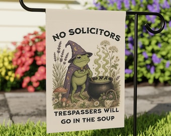 Funny No Soliciting Sign Please No Soliciting Garden Flag Go Away Sign Frog Garden Flag Funny No Trespassing Sign No Solicitors Sign