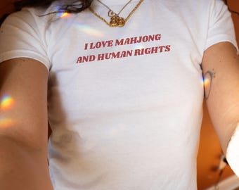 I Love Mahjong and Human Rights Shirt Feminist Baby Tee Mahjong Lover Gift Pro Choice Shirt Social Justice Gift For Women Empowerment Tee