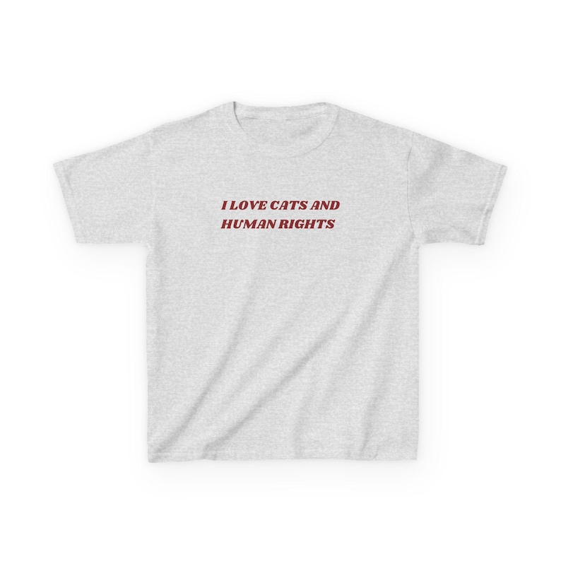 I Love Cats and Human Rights Feminist Baby Tee Cat Lover Gift Pro Choice Shirt Social Justice Gift For Women Empowerment Gender Equality Tee Ash