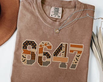8647 Halloween Liberal Shirt Comfort Colors Anti Trump Shirt 8647 Shirt Faux Patchwork Tee Protect Democracy Shirt Spooky Season Shirt