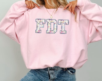 FDT Sweatshirt Anti Trump Flower Sweater Subtle Feminist Sweatshirt Progressive Liberal Anti MAGA Gift for Democrat Political Crewneck