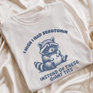 Clowncore Shirt, lustiges Waschbär-T-Shirt, ich wünschte, ich hätte Serotonin anstelle dieser riesigen Meisen-T-Shirt, Silly Meme Shirt, Dummes Y2k T-Shirt