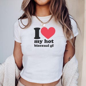 I Heart My Hot Bisexual Girlfriend Baby Tee Funny Bisexual Shirt Pride Baby Tee Bisexual Pride Shirt LGBTQ Baby Tee Gift For Girlfriend
