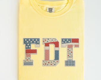 FDT 4th Of July Liberal Shirt Comfort Colors Anti Trump Shirt FDT Shirt Faux Patchwork Tee Protect Democracy Shirt 250th Anniversary