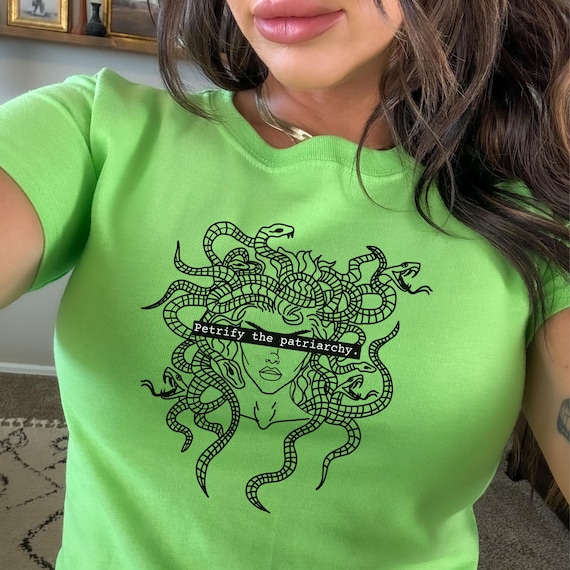 Petrify The Patriarchy Medusa Shirt Y2K Baby Tee Feminist Shirt Aesthetic BabyTee Greek Mythology Graphic Tee Subtle Feminism Gift for Her