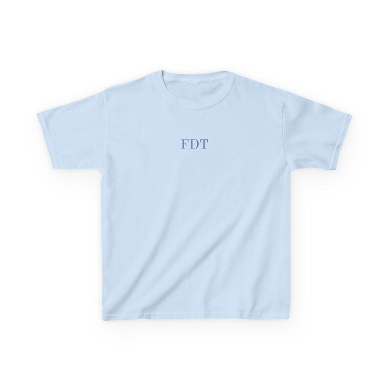 Light blue FDT baby tee with subtle anti Trump message. Feminist shirt for progressive women, great political activist gift.