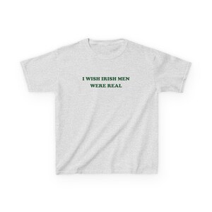 Black Y2k Baby Tee With Bold Green Text "I Wish Irish Men Were Real".