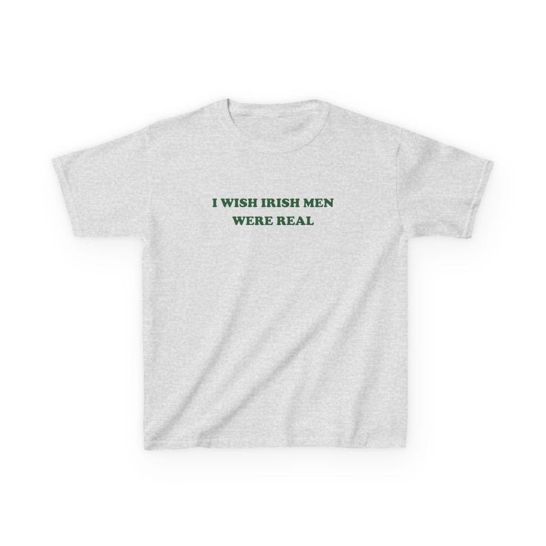 Black Y2k Baby Tee With Bold Green Text "I Wish Irish Men Were Real".
