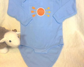 Infant and toddler long-sleeved bodysuits made of 100 percent cotton with original inspirational designs; baby clothes that inspire!