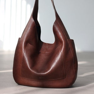 Hobo-Tasche aus Leder, Umhängetasche aus Leder, zweifarbig, Ledertasche Bild 1