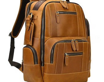 Travel Red rucksack | Laptop backpack bag | Leather Messenger bag | Bag for Him | Bag for Men | Leather shoulder bag | leather Laptop bag
