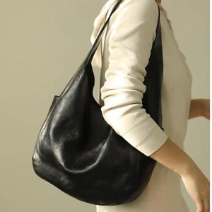 Leather Hobo Bag,Leather shoulder bag ,two color, Leather bag immagine 7