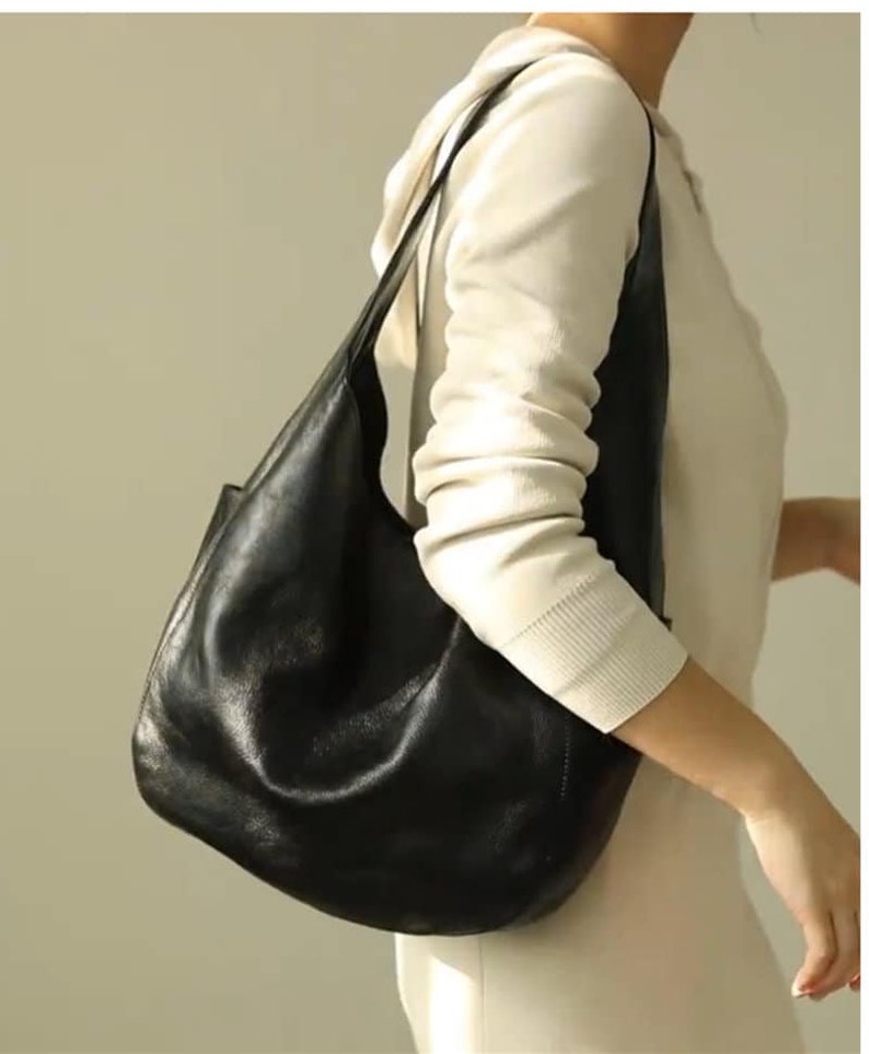 Leather Hobo Bag,Leather shoulder bag ,two color, Leather bag immagine 7