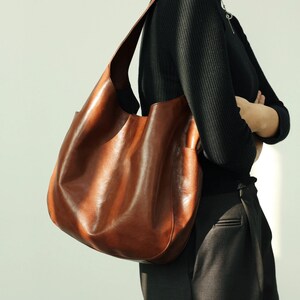 Leather Hobo Bag,Leather shoulder bag ,two color, Leather bag immagine 4