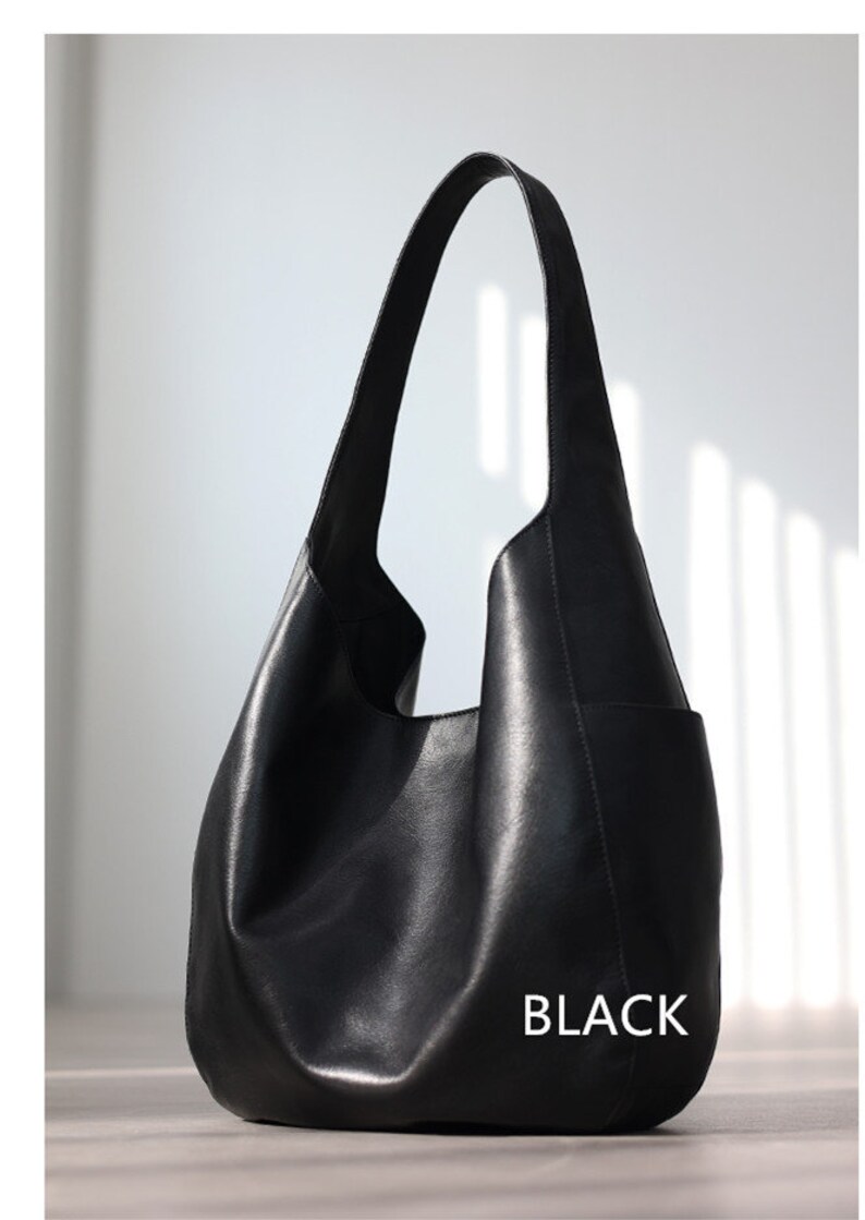 Leather Hobo Bag,Leather shoulder bag ,two color, Leather bag immagine 6