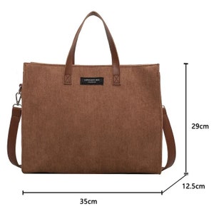 Corduroy Shoulder Bag, Handbag, Reusable Shoulder Bag, Tote Shoulder Bag, Tote Bag for Women, Cute Bag, Laptop, One Shoulder Messenger Bag image 8