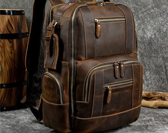 Travel rucksack | Laptop backpack bag | Men's leather Laptop bag | Leather Messenger bag | Bag for Him | Bag for Men | Leather shoulder bag