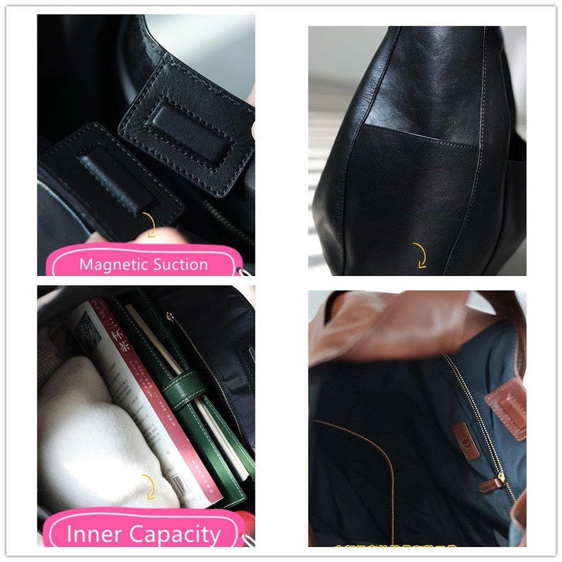 Leather Hobo Bag,Leather shoulder bag ,two color, Leather bag immagine 9