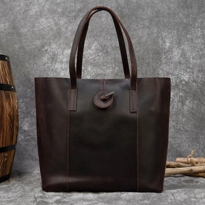 HandMade full Grain Leather Tote Bag Handcrafted Rustic Purse with Adjustable Strap Black
