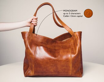 Leather Tote Bag Large Shopper Bag Soft Leather ag Anniversary Gift Weekender Oversized Tote Bag