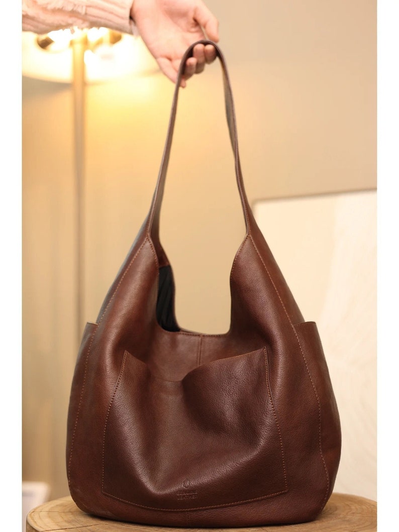 Leather Hobo Bag,Leather shoulder bag ,two color, Leather bag immagine 2