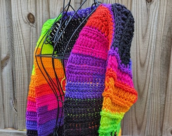 Handmade crochet coat of many colors