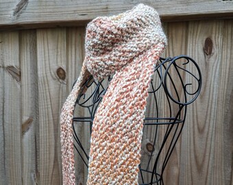 Handmade crochet beaded scarf black tan variegated