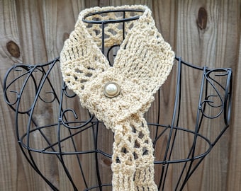 Handmade crochet sparkly lace scarf