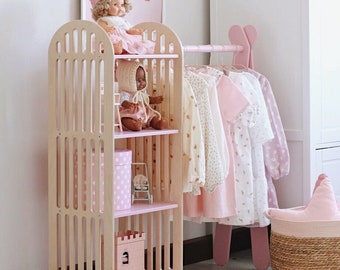 Armoire en bois Montessori, portant pour enfants, meubles Montessori, étagère Montessori, meubles pour enfants, rangement de jouets, cadeau pour fillette 1 an