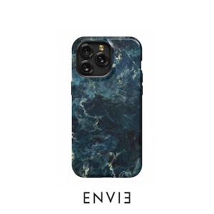 Dark Stone Marble Effect Protective Impact Phone Case iPhone 16/15/14/13/12 Plus Pro Max MagSafe Compatible, Impact Slim Tough, Matte Gloss