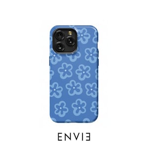 Blue Groovy Cool Flowers Phone Case iPhone 16/15/14/13/12 Plus Pro Max MagSafe Compatible, Protection Slim Tough, Matte Gloss, All Models
