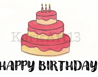 Grußkarte - Happy Birthday Cake