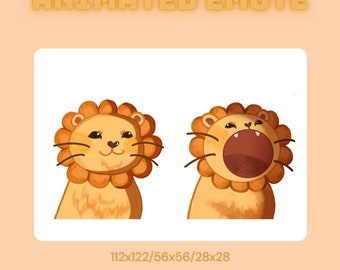 Animated emote cute kawaii meme surprised lion roaring for Twitch, Discord or Youtube