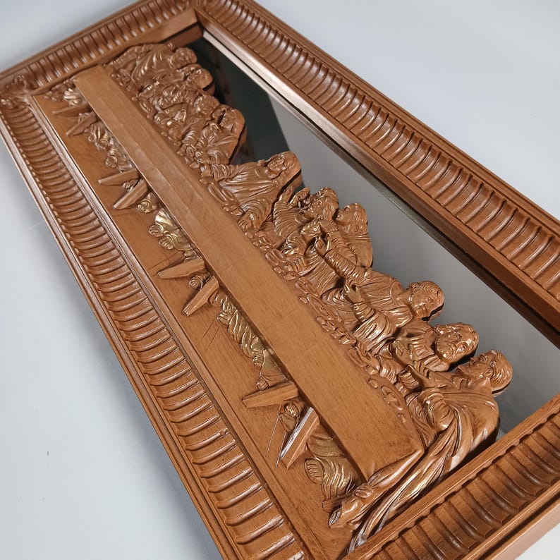 Vintage Homco Last Supper Mirror 3D Picture Wall Hanging Religious Home ...